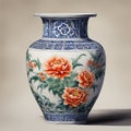 Tang Dinasty Chinese ancient vase with peach peony floral pattern