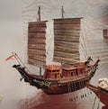 Tang Dynasty Antique Trading River Boat Chinese Vessel Ship Scale Model Wooden Boats Sailboat Junk Sail Transportation Vehicle Royalty Free Stock Photo