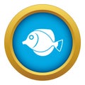 Tang fish, Zebrasoma flavescens icon blue vector isolated