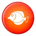 Tang fish, Zebrasoma flavescens icon, flat style