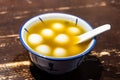 Tang Yuan or glutinous rice ball sweet dessert ginger soup