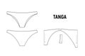 Tanga panties for woman. Underwear vector pattern for tailor.