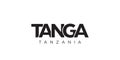 Tanga in the Tanzania emblem. The design features a geometric style, vector illustration with bold typography in a modern font.