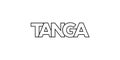 Tanga in the Tanzania emblem. The design features a geometric style, vector illustration with bold typography in a modern font.