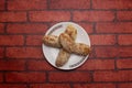 Tangail Chomchom or chumchum sweet served in plate isolated on background top view of bangladeshi dessert food Royalty Free Stock Photo