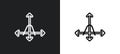 tangent outline icon in white and black colors. tangent flat vector icon from analytics collection for web, mobile apps and ui