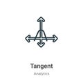 Tangent outline vector icon. Thin line black tangent icon, flat vector simple element illustration from editable analytics concept