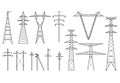 Tangent towers, high voltage electric pylons, power transmission line, types of electric poles