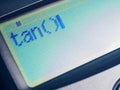 Tangent is a trigonometry function displayed on the calculator screen Royalty Free Stock Photo