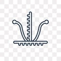 Tangent vector icon isolated on transparent background, linear T