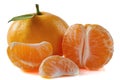 Tangerin with slices on white Royalty Free Stock Photo