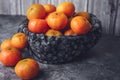 Tangerine basket close-up. Front view. Gastronomy concept Royalty Free Stock Photo