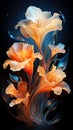 Tangerine Blossom Swirl. AI generation Royalty Free Stock Photo