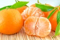 Tangerine or clementine with green leaf isolated Royalty Free Stock Photo