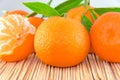 Tangerine or clementine with green leaf isolated Royalty Free Stock Photo