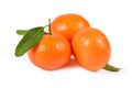 Tangerine, clementine with green leaves isolated clipping path Royalty Free Stock Photo