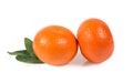 Tangerine, clementine with green leaves isolated clipping path Royalty Free Stock Photo