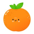 Tangerine fruit character. Vector hand drawn cartoon kawaii character illustration icon. Isolated on white background Royalty Free Stock Photo