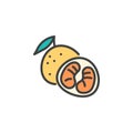 Tangerine fruit filled outline icon