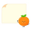 Tangerine fruit poster character. Vector hand drawn cartoon kawaii character illustration. Isolated white background Royalty Free Stock Photo