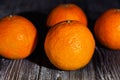 tangerine group on wood Royalty Free Stock Photo