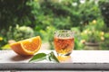 Tangerine liqueur on a windowsill