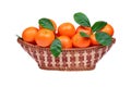 Tangerine or mandarin fruit in the basket isolated on white Royalty Free Stock Photo