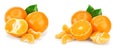 Tangerine or mandarin fruit with leaves isolated on white background. Set or collection Royalty Free Stock Photo