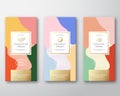 Tangerine, Orange and Coconut Chocolate Labels Set. Abstract Vector Packaging Design Layout with Soft Realistic Shadows