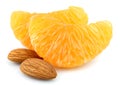 Tangerine segment with nuts Royalty Free Stock Photo