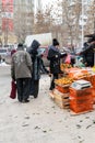 Tangerine Sellers in Ufa Russia Winter