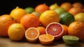 Tangerine Tango: A Close-Up Dance of Various Orange Shades in a Citrus Fruit Ensemble - AI Generative