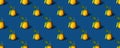 Tangerines on classic blue background. Citrus fruit trendy color minimal isometric seamless pattern