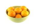 Tangerines in green china bowl isolated