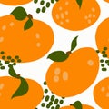 Tangerines, stylized fruit pattern. Vector seamless pattern.