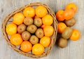 Tangerins and kiwis Royalty Free Stock Photo