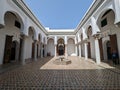 TANGIER, MOROCCO - APRIL 03, 2023 - Beautiful white courtyard of the Kasbah museum in Tangier