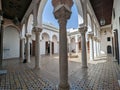 TANGIER, MOROCCO - APRIL 03, 2023 - Beautiful white courtyard of the Kasbah museum in Tangier