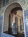 TANGIER, MOROCCO - APRIL 03, 2023 - Oriental decoration in the derelict old famous Hotel Continental in Tangier