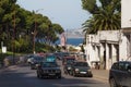 TANGIER, MOROCCO - MAY 27, 2017: Transport traffic in the suburb of Tangier in Northern Morocco