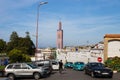 TANGIER, MOROCCO - MAY 27, 2017: View of the minaret of Sidi Bou Abib Mosque. Is a mosque near Grand Socco medina area of central