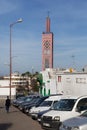 TANGIER, MOROCCO - MAY 27, 2017: View of the minaret of Sidi Bou Abib Mosque. Is a mosque near Grand Socco medina area of central