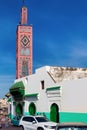 TANGIER, MOROCCO - MAY 27, 2017: View of the minaret of Sidi Bou Abib Mosque. Is a mosque near Grand Socco medina area of central