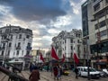 TANGIER, MOROCCO 14-novembre-2018 Terrasse des Paresseux with a set of ancient cannons faces.