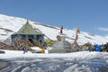 TANGLANG LA PASS, LADAKH , INDIA JULY 20, 2015: Tourists relaxing on the summit of the Tanglang La pass is the second highest