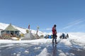 TANGLANG LA PASS, LADAKH , INDIA JULY 20, 2015: Tourists relaxing on the summit of the Tanglang La pass is the second highest