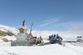 TANGLANG LA PASS, LADAKH , INDIA JULY 20, 2015: Tourists relaxing on the summit of the Tanglang La pass is the second highest