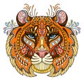 Tangle abstract tiger head vector colorful isolated illustration