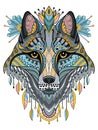 Tangle abstract wolf head vector colorful isolated illustration