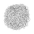 Tangle chaos abstract hand drawn messy scribble ball vector illustration.